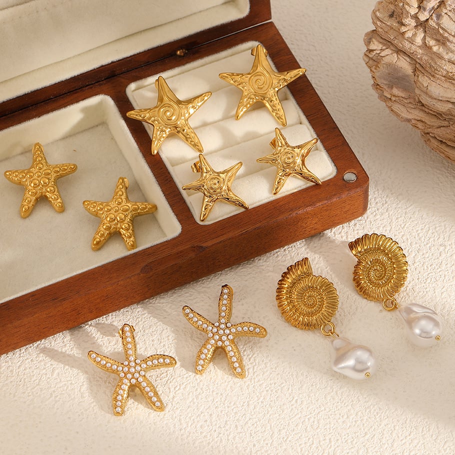 1 Pair Marine Design Gold Color Women's Stud Earrings Picture2