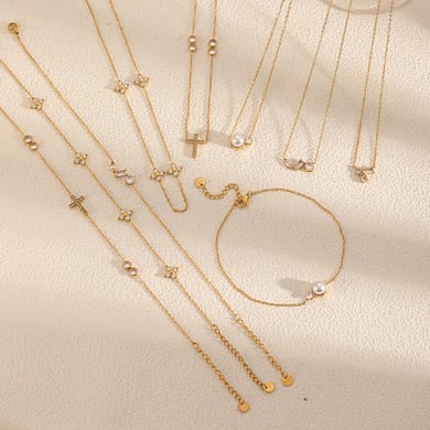 Sophisticated Zircon Stainless Steel Gold Color Women's Chain Necklaces h5 Picture2