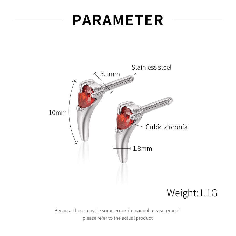 1 Piece Delicate Series Wolf Tooth Shape Stainless Steel Men's Earrings Picture9