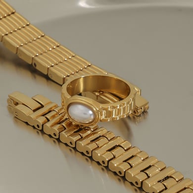 Retro Stainless Steel Gold Color Single Rings h5 Picture4