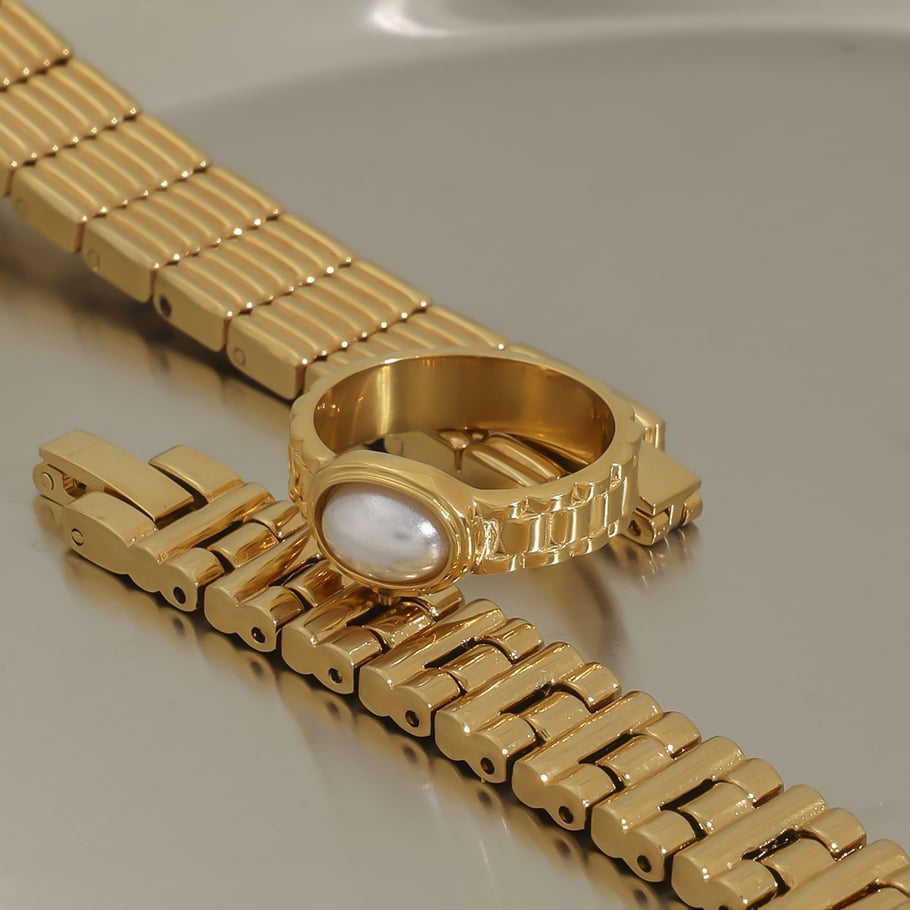 Retro Stainless Steel Gold Color Single Rings Picture4