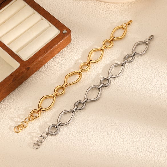 Classic Irregular Geometric Stainless Steel Gold Color Women's Chain Bracelets