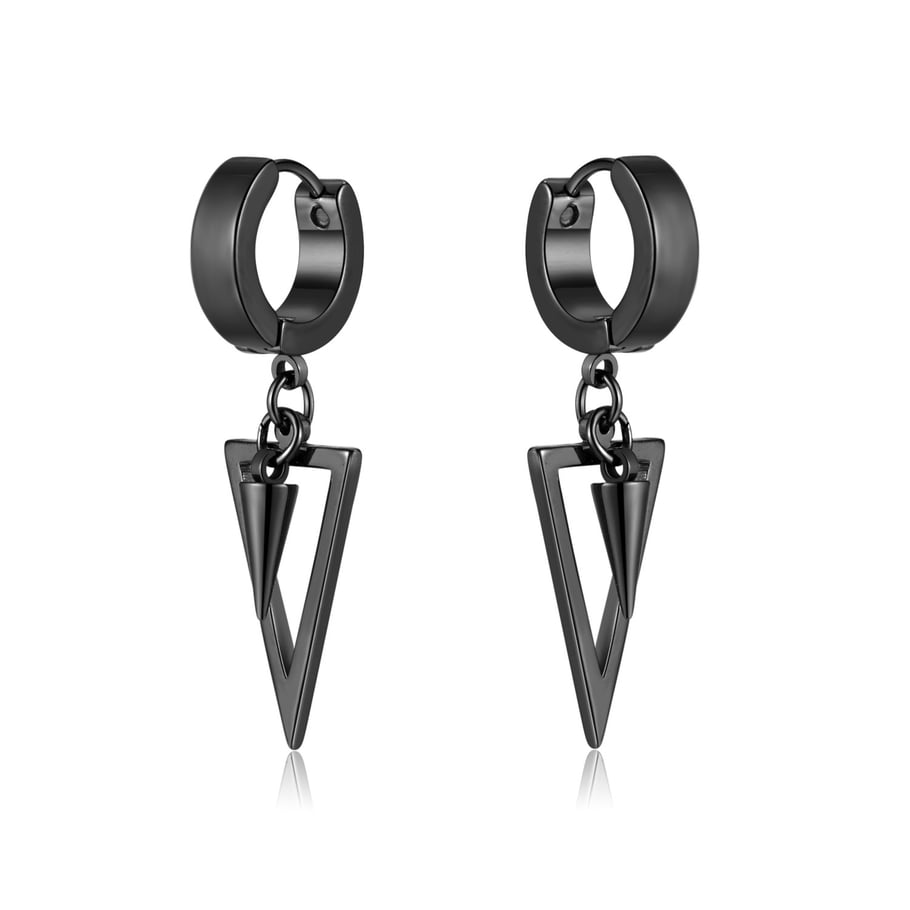 1 Pair Industrial Triangle Piercing Stainless Steel Men's Stud Earrings Picture6