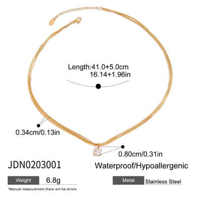 Schlichte mehrlagige Halsketten mit Anhänger aus goldfarbenem Edelstahl h5 Bild2