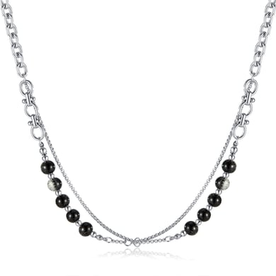 Colliers à chaîne en acier inoxydable pour hommes avec perles scintillantes h5 Image6