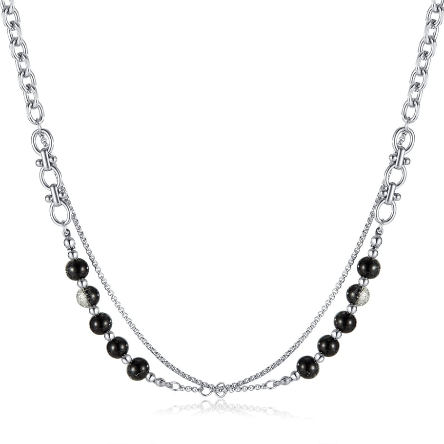 Colliers à chaîne en acier inoxydable pour hommes avec perles scintillantes Image6