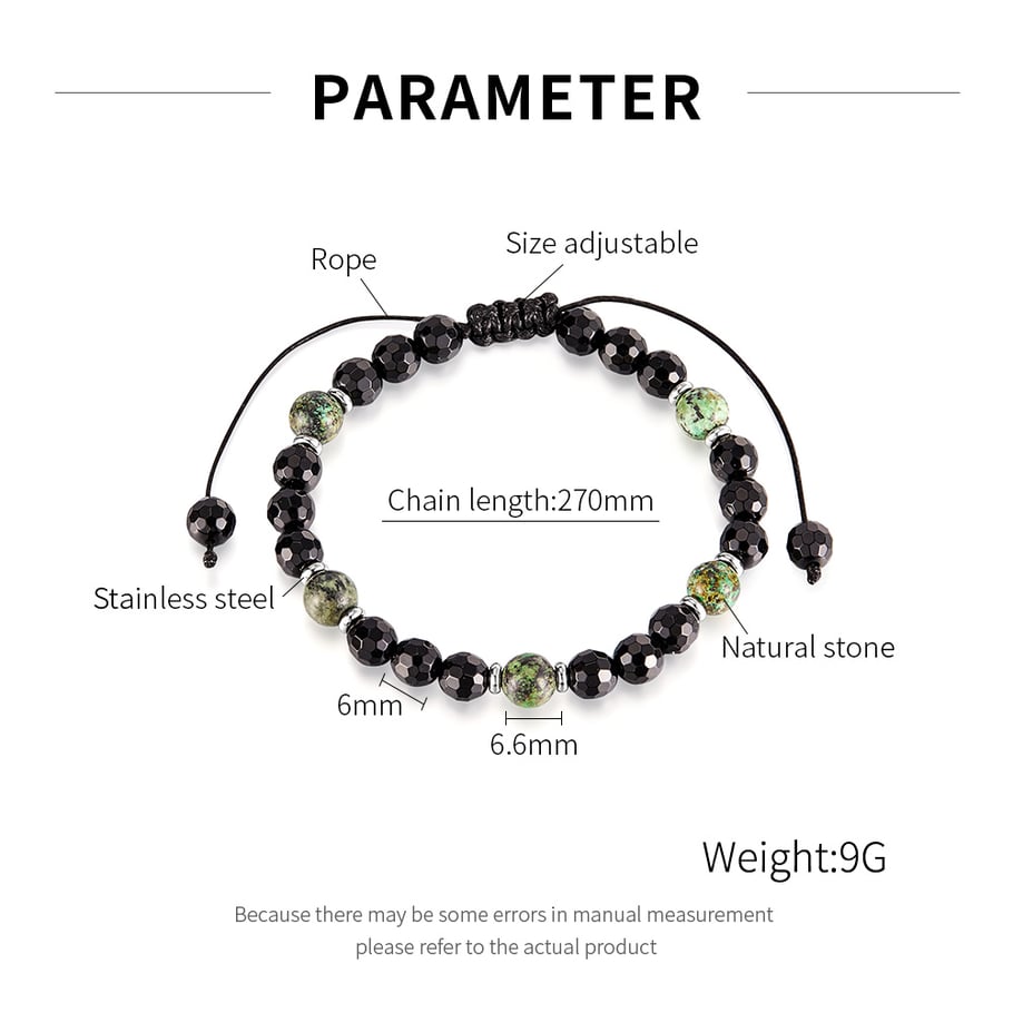 Punk Nature Stone Beads Stainless Steel Men's Bracelets Picture4