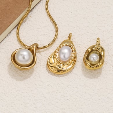 1 Stück gestaltbare unregelmäßige Tropfen Edelstahl Gold Farbe Damen Anhänger h5 Bild5