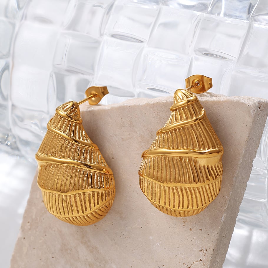 Drop Stainless Steel Gold Color Stud Earrings Picture3