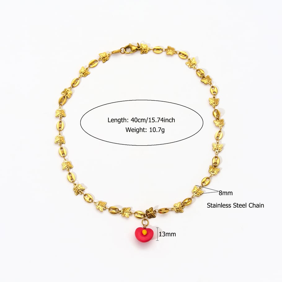 1 piece fruit stainless steel natural stone women's pendant necklaces