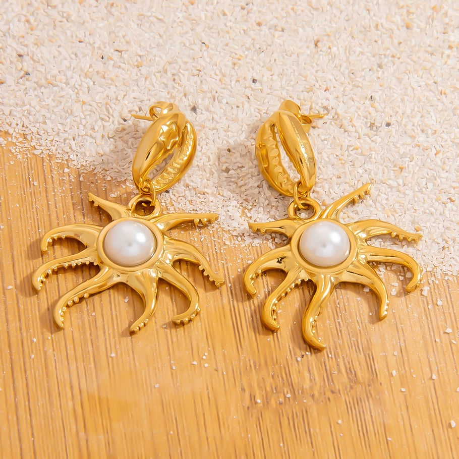 Octopus Stainless Steel Gold Color Drop Earrings Picture4