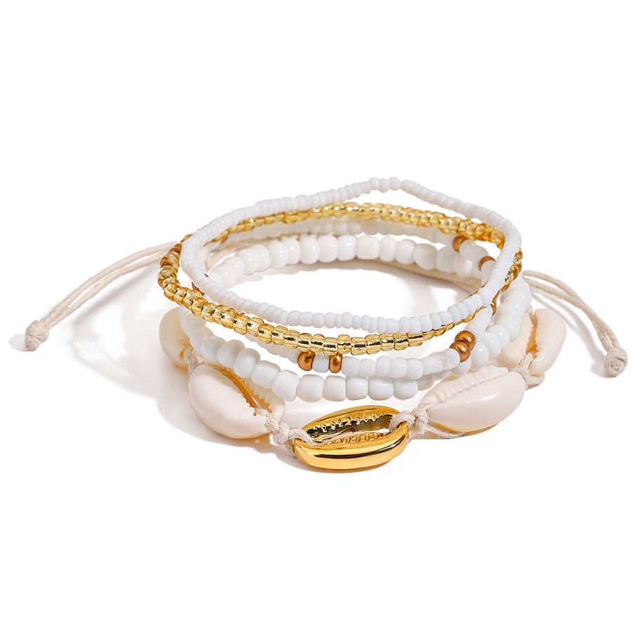 Oceanic Shell Stainless Steel Gold Color Anklet 