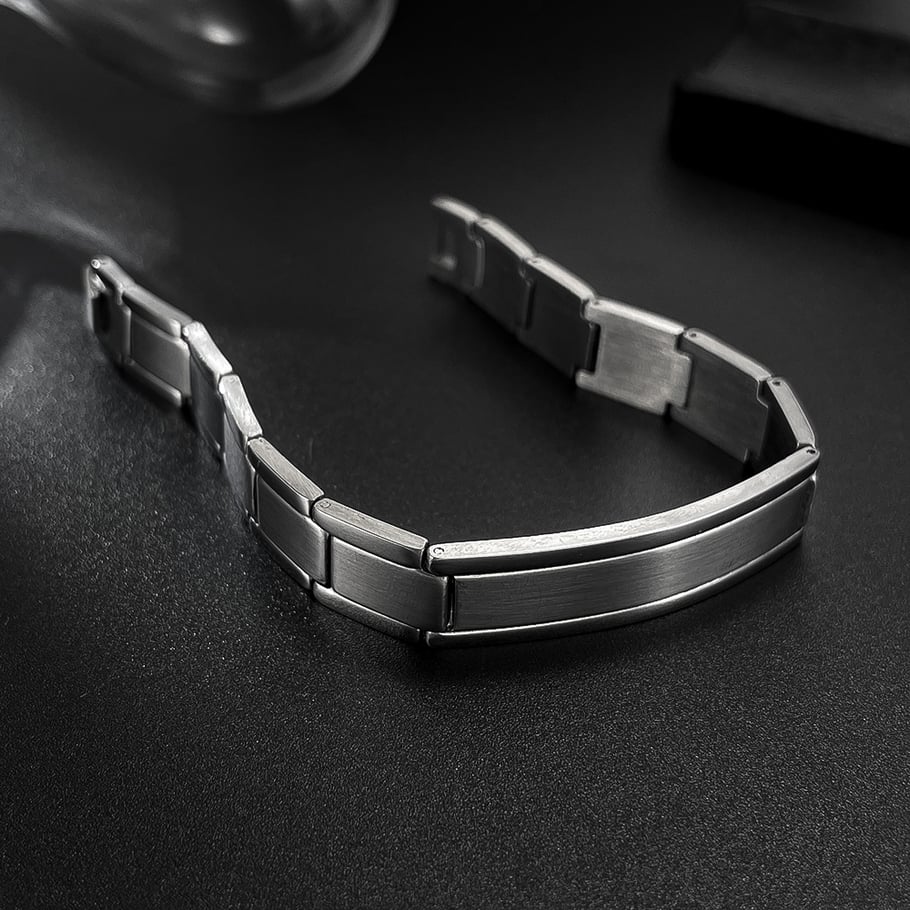 1 Piece Minimalist Series Punk Rectangular Stainless Steel Men's Bracelets Picture4