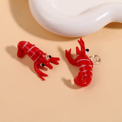 1 Piece Vivid Lobster Glass DIY Jewelry Pendant h5 