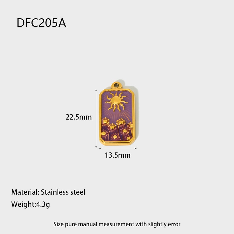 1 Piece Sun Sunflower Rectangle DIY Gold Stainless Steel Pendant Accessories 
