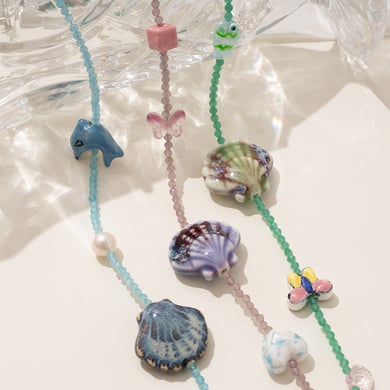 1 Piece Polychrome Series Vacation Intricate Conch Ceramics Crystal Women's Pendant Necklaces h5 Picture5