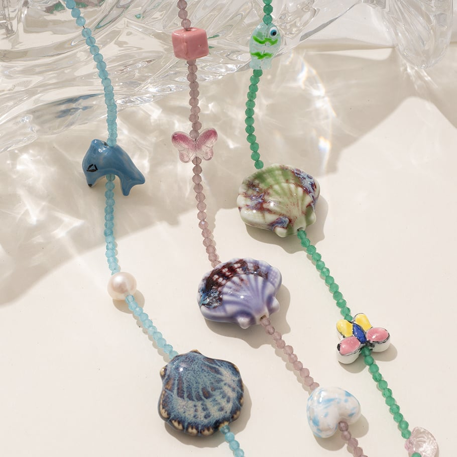 1 Piece Polychrome Series Vacation Intricate Conch Ceramics Crystal Women's Pendant Necklaces Picture5