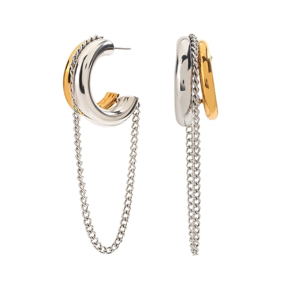 1 paio di orecchini pendenti da donna in acciaio inossidabile color oro con nappa, stile Ins, serie semplice 2