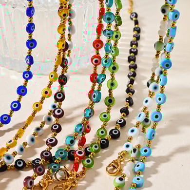 Classic Series Eye Resin Gold Color Women's Beaded Necklaces h5 Picture3