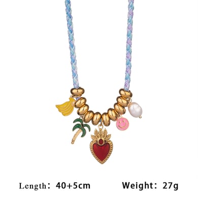 Tropical Fruits Vacation Stainless Steel Gold Color Women's Pendant Necklaces h5 Picture2