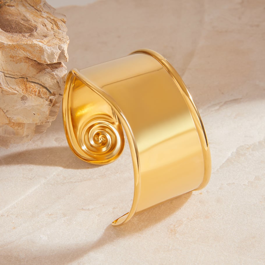 1 Piece Simple Series Ins Style Solid Color Stainless Steel   Gold Color  Women's Bangles Picture3