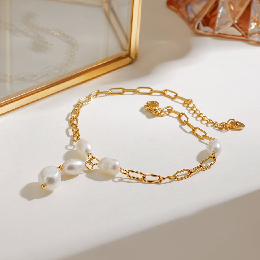 1 Piece Ins Style Stainless Steel Gold Color Women's Anklets Picture3