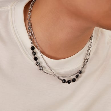 Sparkling Beads Stainless Steel Men's Chain Necklaces h5 Picture5
