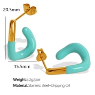 EH740 Blue Oil Drop Gold Earrings/2 Picture2