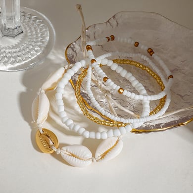 Oceanic Shell Stainless Steel Gold Color Anklet h5 Picture4