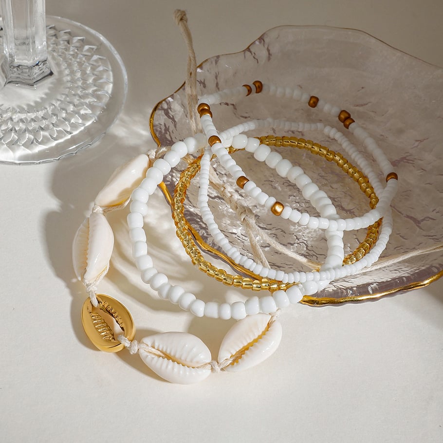 Oceanic Shell Stainless Steel Gold Color Anklet Picture4