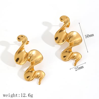 Stylish Curve Shape Stainless Steel Women's Stud Earrings h5 