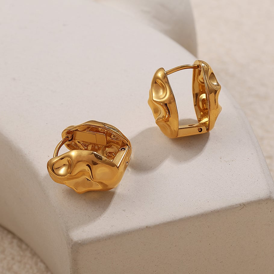 Geometric Titanium Steel Gold Color Clip-on Earrings Picture4