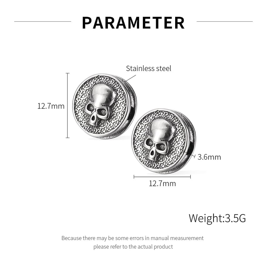 1 Pair Vintage Skull Stainless Steel Men's Earrings Picture6