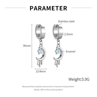 Pendientes colgantes de acero inoxidable con estrella sofisticada para mujer h5 Imagen7