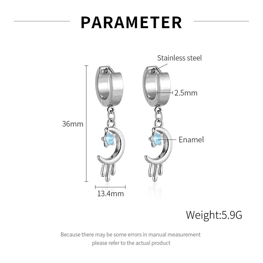 Pendientes colgantes de acero inoxidable con estrella sofisticada para mujer Imagen7