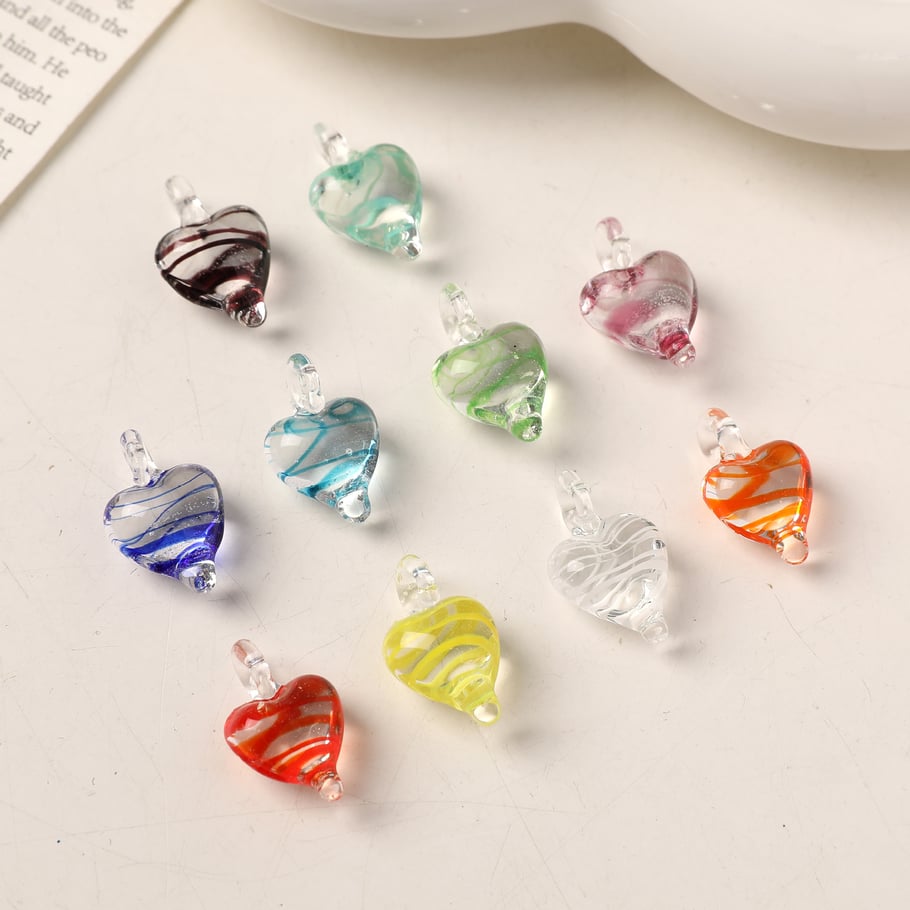 1 Piece Stripe Heart Glass DIY Women's Pendants Picture3
