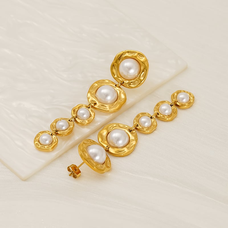 Orecchini pendenti in acciaio inossidabile color oro Immagine5