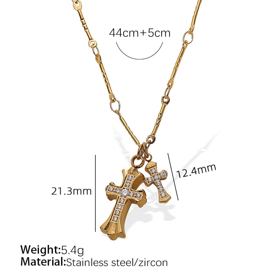 Cross Titanium Steel Gold Color Pendant Necklaces 