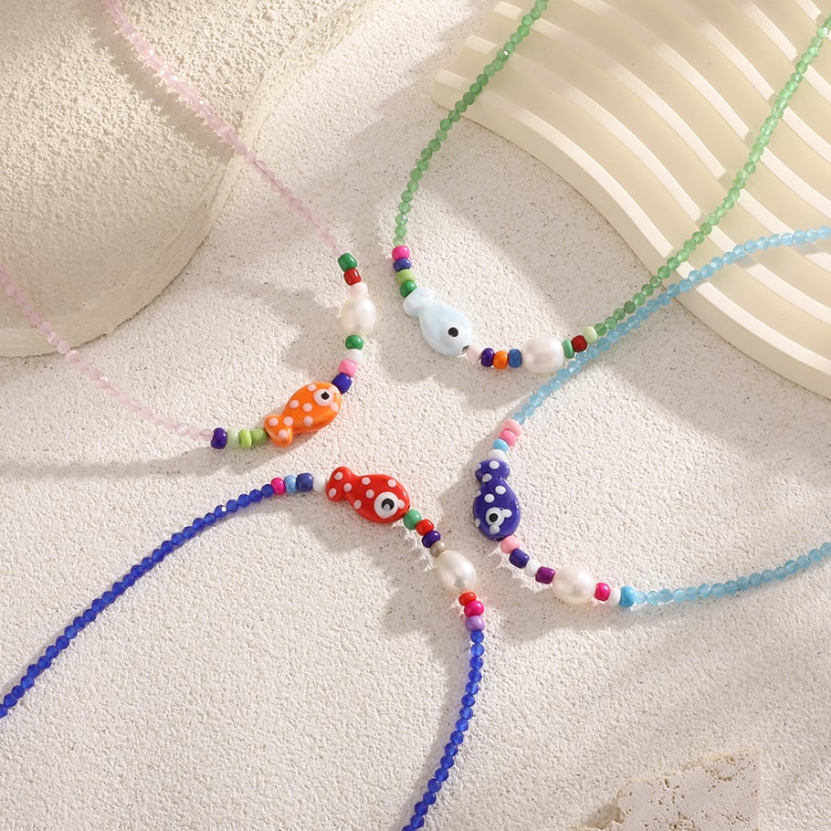 Whimsical Fish Ceramics Natural Stone Women's Pendant Necklaces Picture5