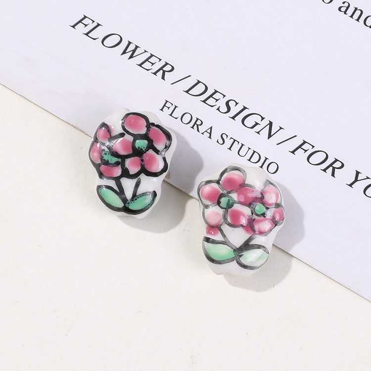 1 Piece Casual Series Flower Ceramics DIY Jewelry Beads
