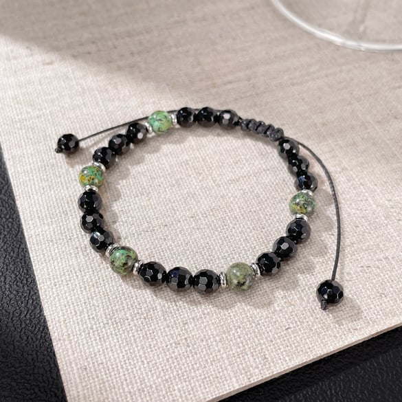 Punk Natuurstenen Kralen Herenarmbanden van Roestvrij Staal