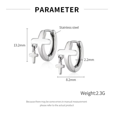 Modern Cross Stainless Steel Men's Hoop Earrings h5 Picture7