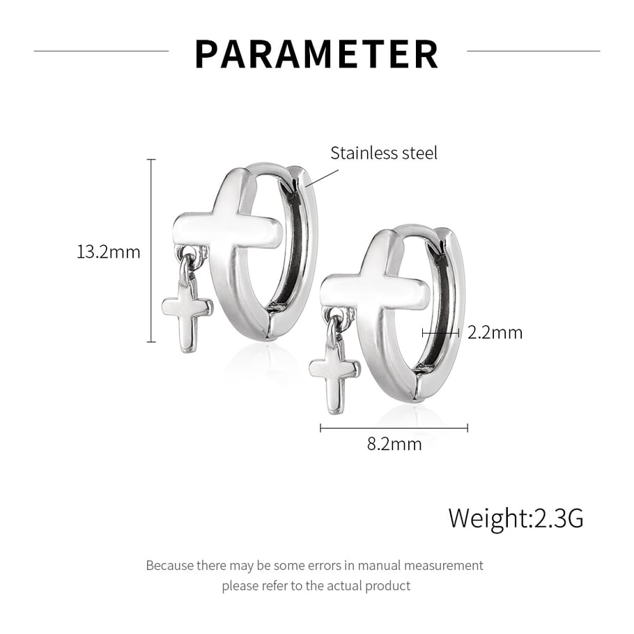 Modern Cross Stainless Steel Men's Hoop Earrings Picture7
