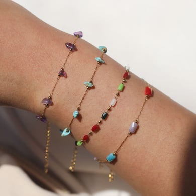 1 Piece Dazzling Beads Stainless Steel Gold Color Women's Chain Necklaces h5 Picture5