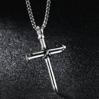1 Piece Designable Cross Nail Stainless Steel Men's Necklaces h5 Picture3