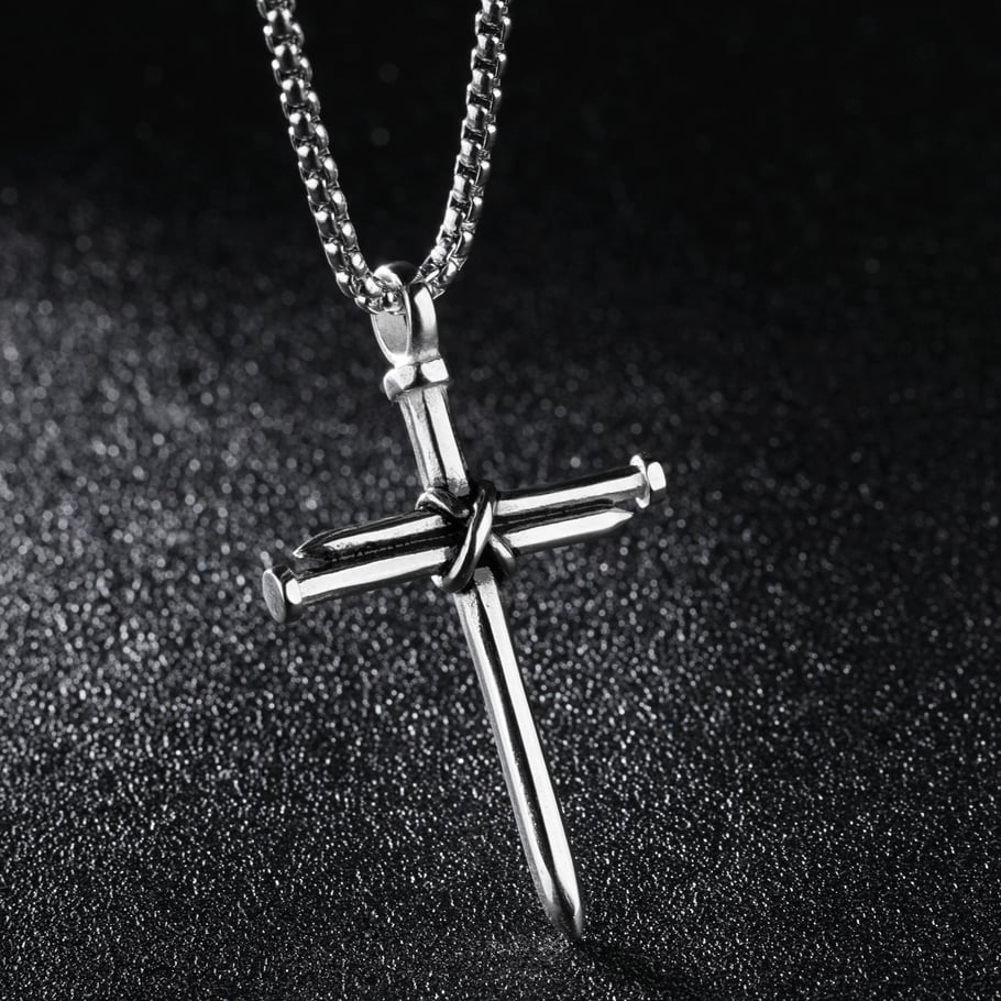 1 Piece Designable Cross Nail Stainless Steel Men's Necklaces Picture3