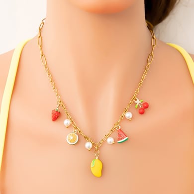 Cute Fruit Series Gold Color Stainless Steel Women’Necklaces h5 Picture5