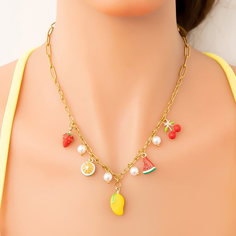 Cute Fruit Series Gold Color Stainless Steel Women’Necklaces Picture5