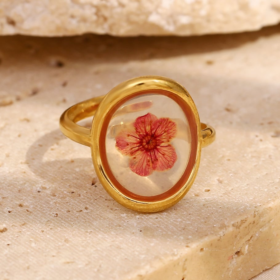 1 Stück Vintage personalisierte Blume Gold Edelstahl Damenring Bild3