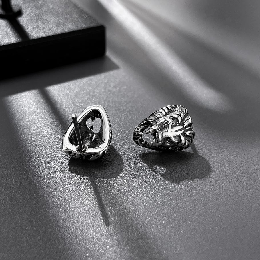 1 Pair Rock Snake Stainless Steel Men's Earrings Picture3